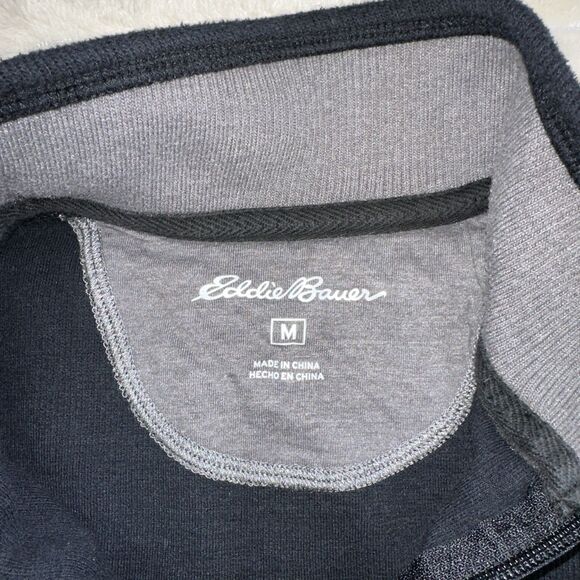 Eddie Bauer Mens Black Quarter Zip Long Sleeve Sweater Size Medium - Picture 2 of 8
